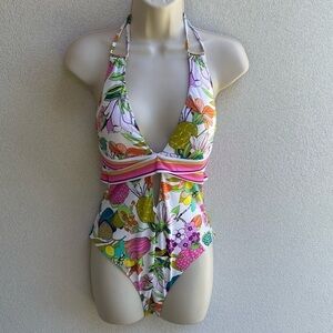 TRINA Turk Key West Botanical One Piece High Leg Swimsuit